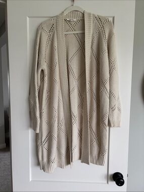 Open-Front Cream Knit Cardigan by Sp